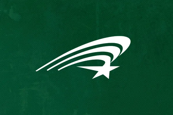 AFSCME Swoosh over dark green gritty background texture